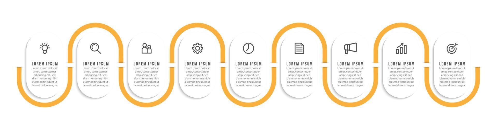 Vector Infographic Design with Icons and 9 Options or Steps