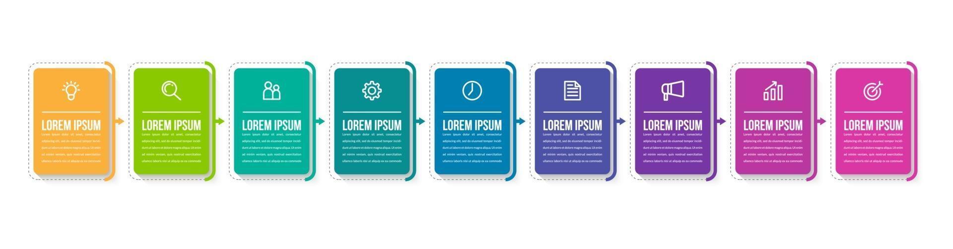Vector Infographic Design with Icons and 9 Options or Steps