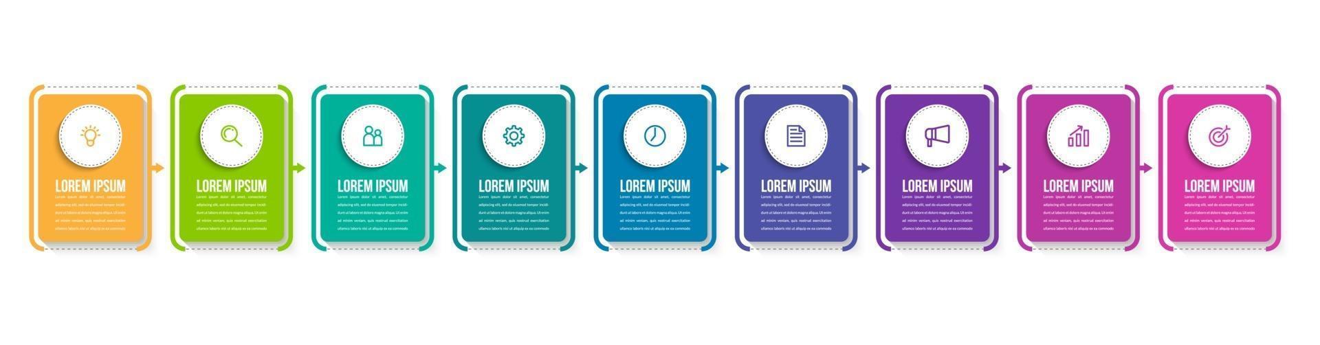 Vector Infographic Design with Icons and 9 Options or Steps