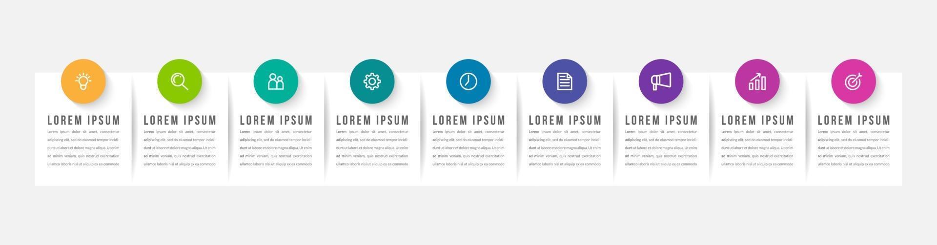 Vector Infographic Design with Icons and 9 Options or Steps