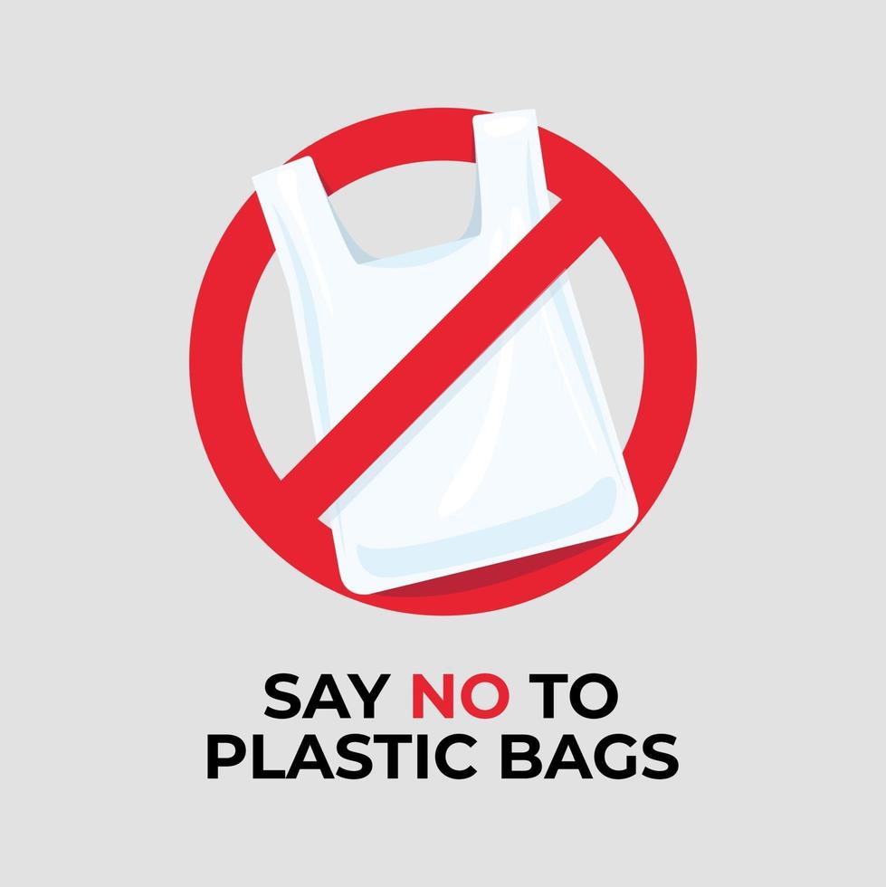 Diga no a la señal de bolsas de plástico. vector