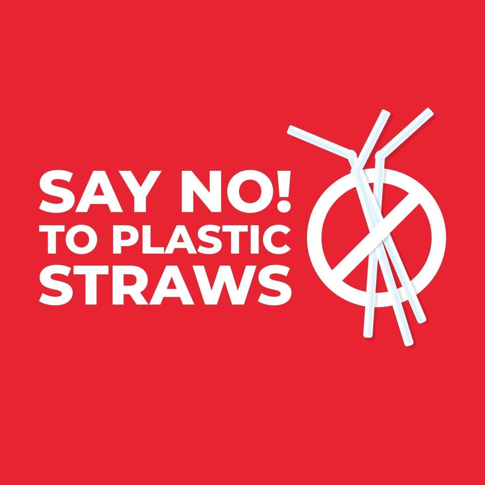 Say no to plastic straws icon, Stop plastic pollution on sea. vector