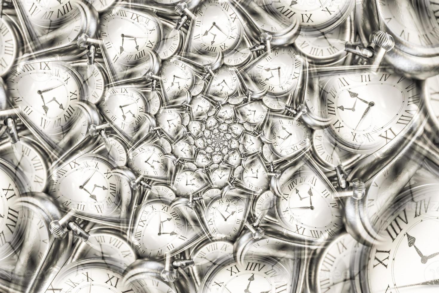 Droste effect background with infinite clock spiral. photo