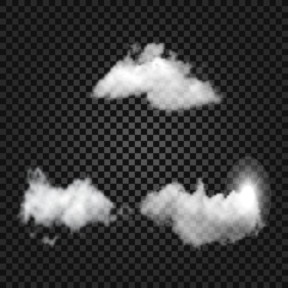 conjunto de nubes transparentes vector