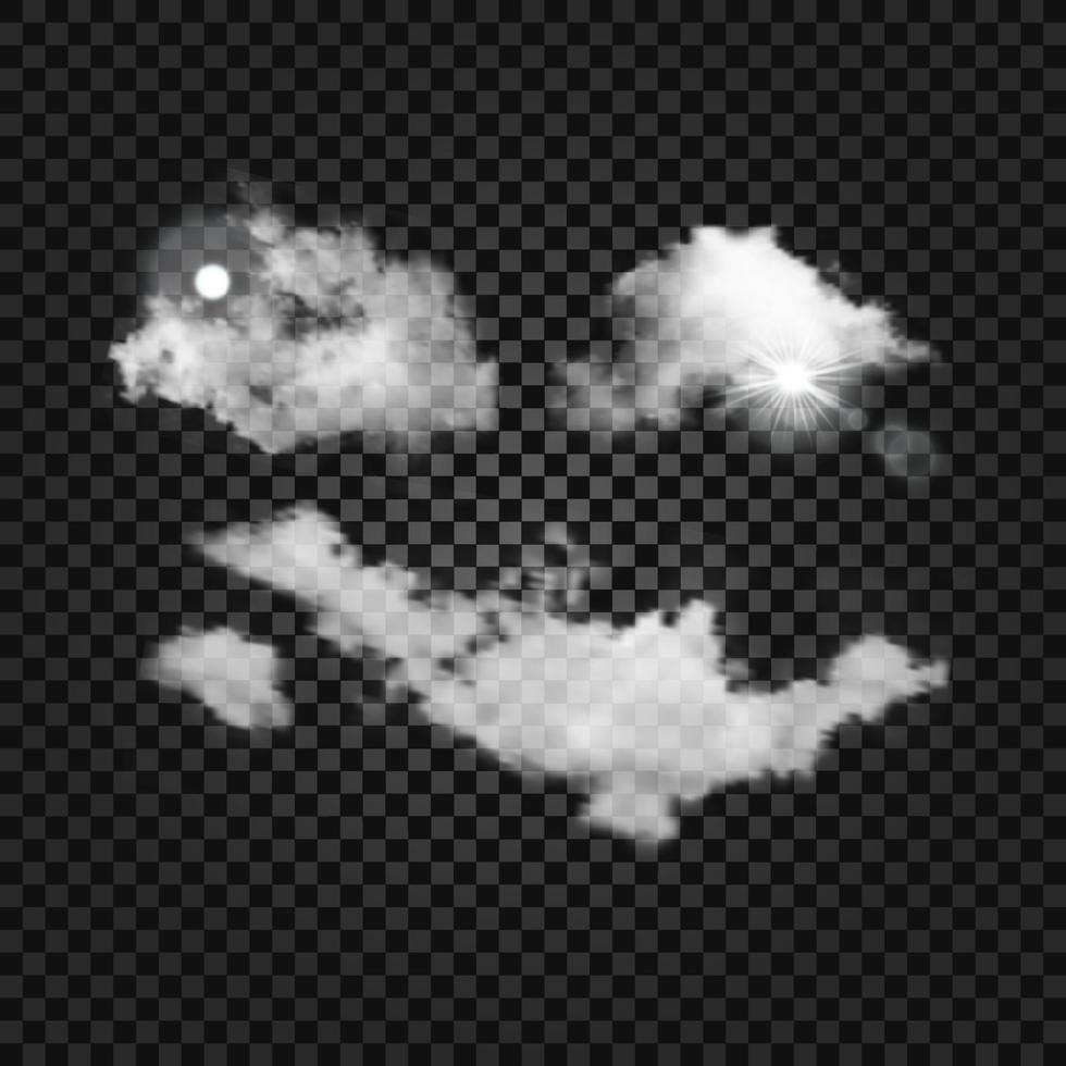 gran conjunto de nubes transparentes. vector