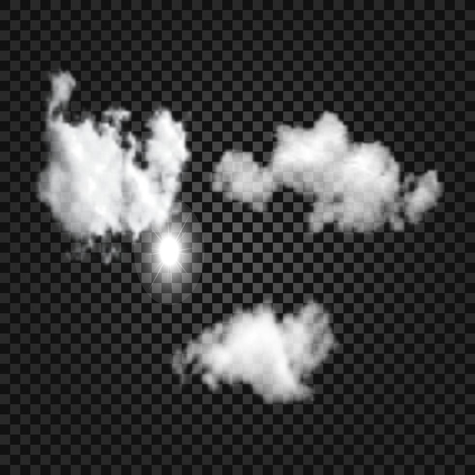 conjunto de nubes transparentes realistas. vector