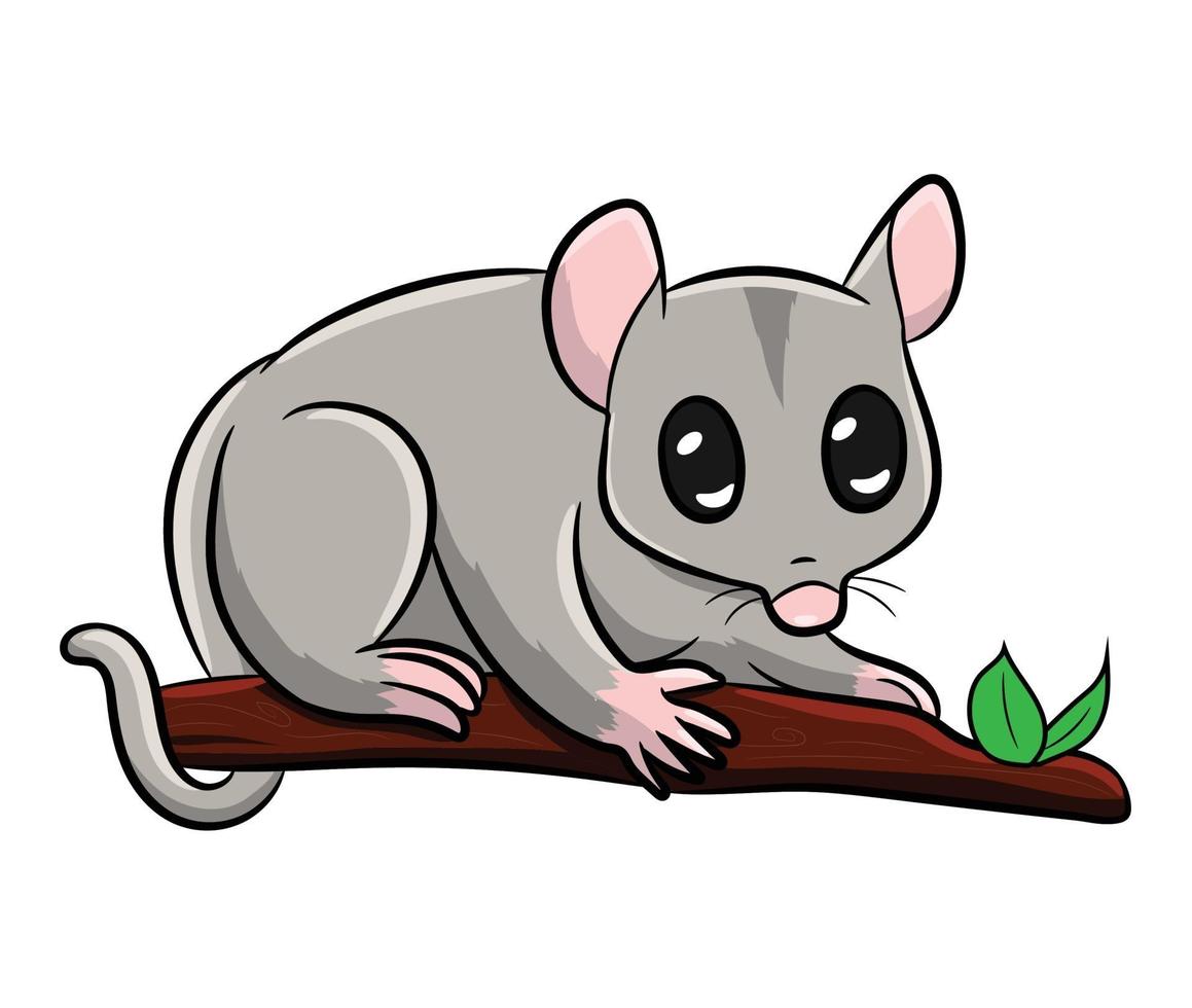 lindo personaje de dibujos animados gris zarigüeya borrosa de Tasmania vector