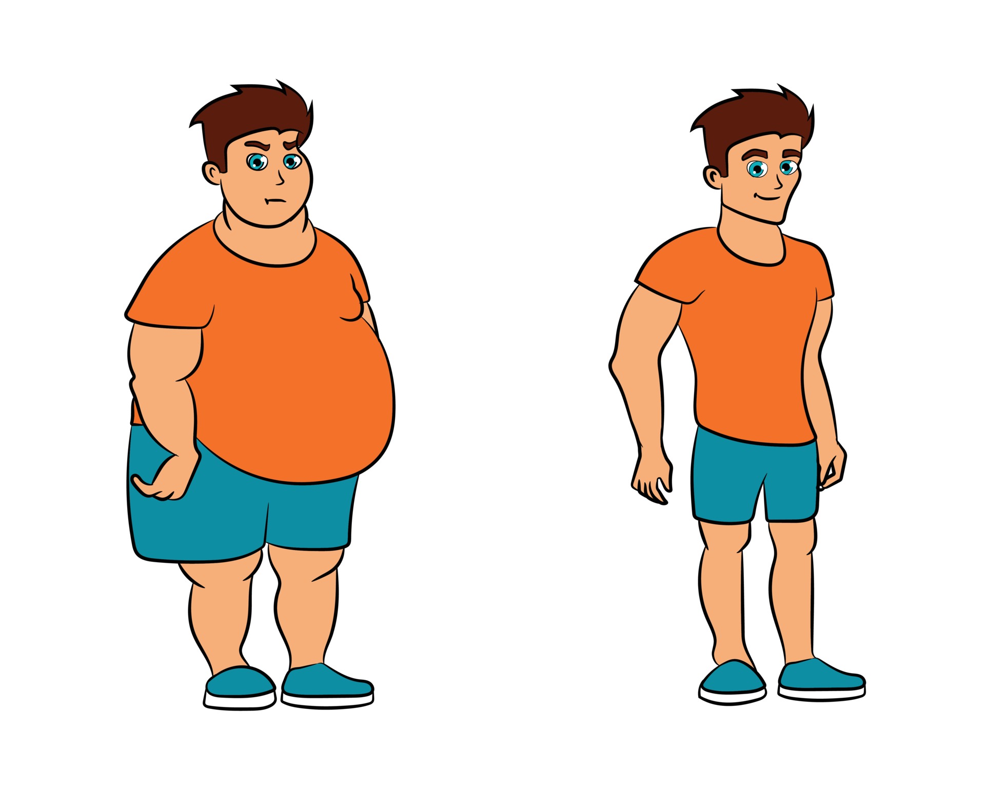 Before And After Diet Cartoon