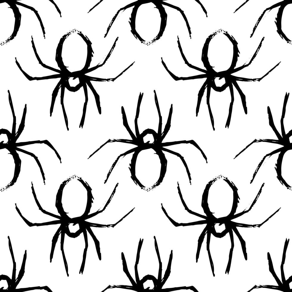 spider seamless pattern black and white vector