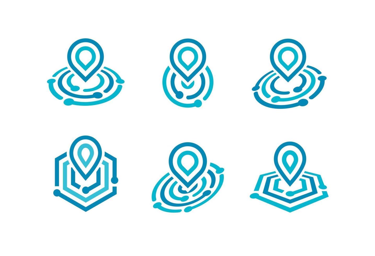 Pin on map icon set. Navigation logo radar symbol, location sign vector
