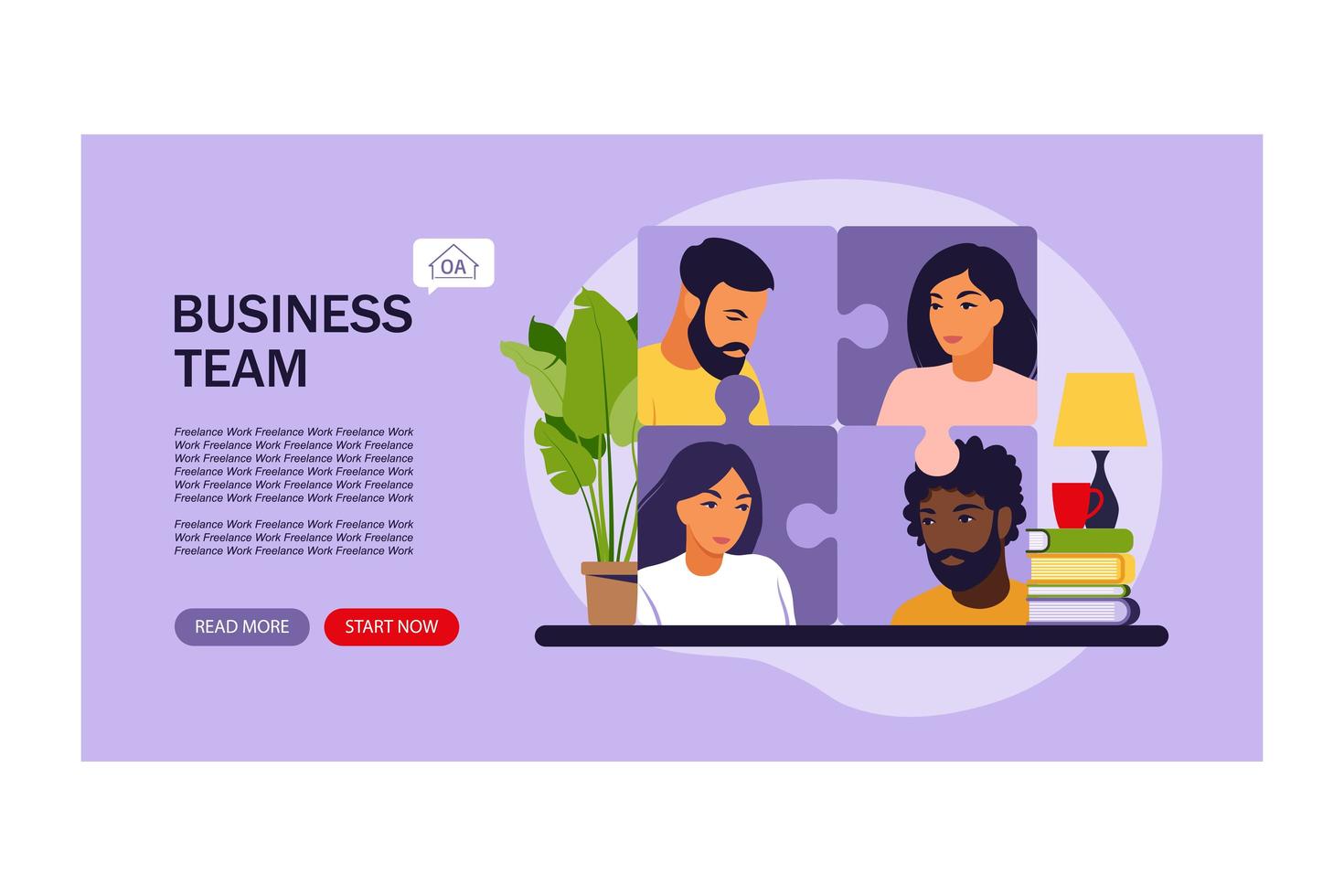 Business team work landing page template vector