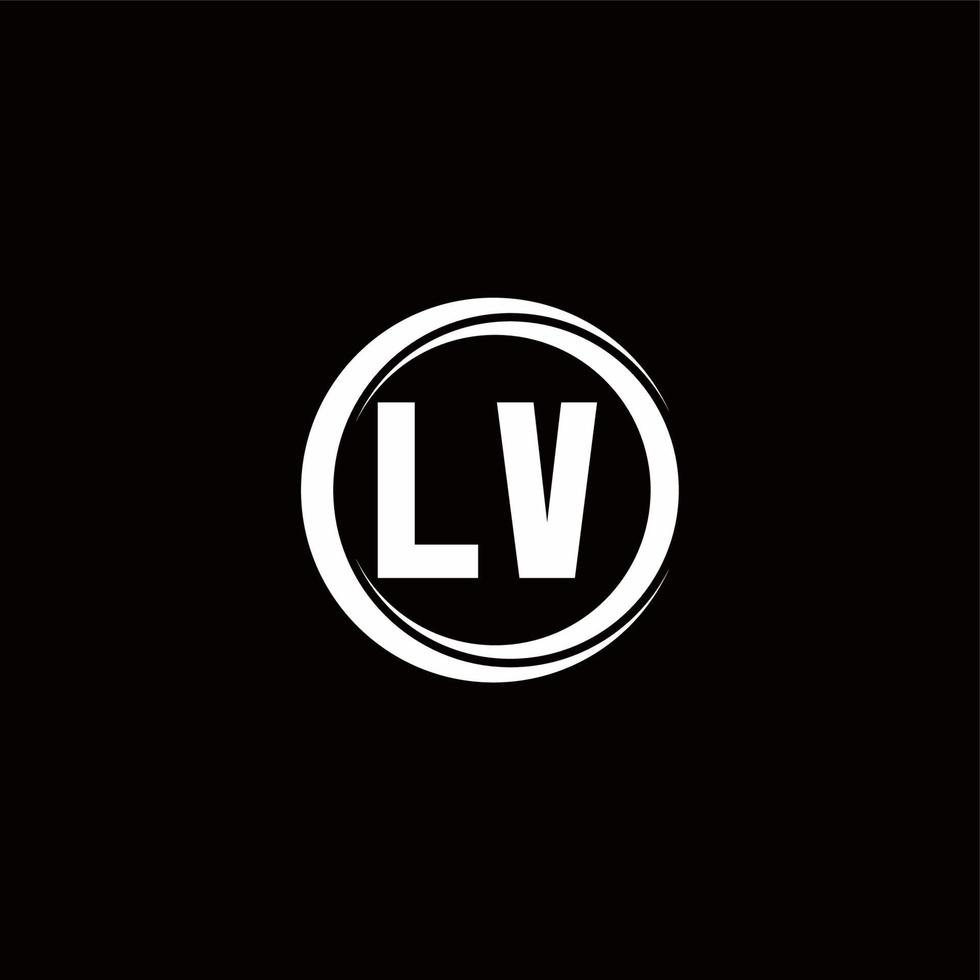 Lv monogram logo with circle outline design Vector Image