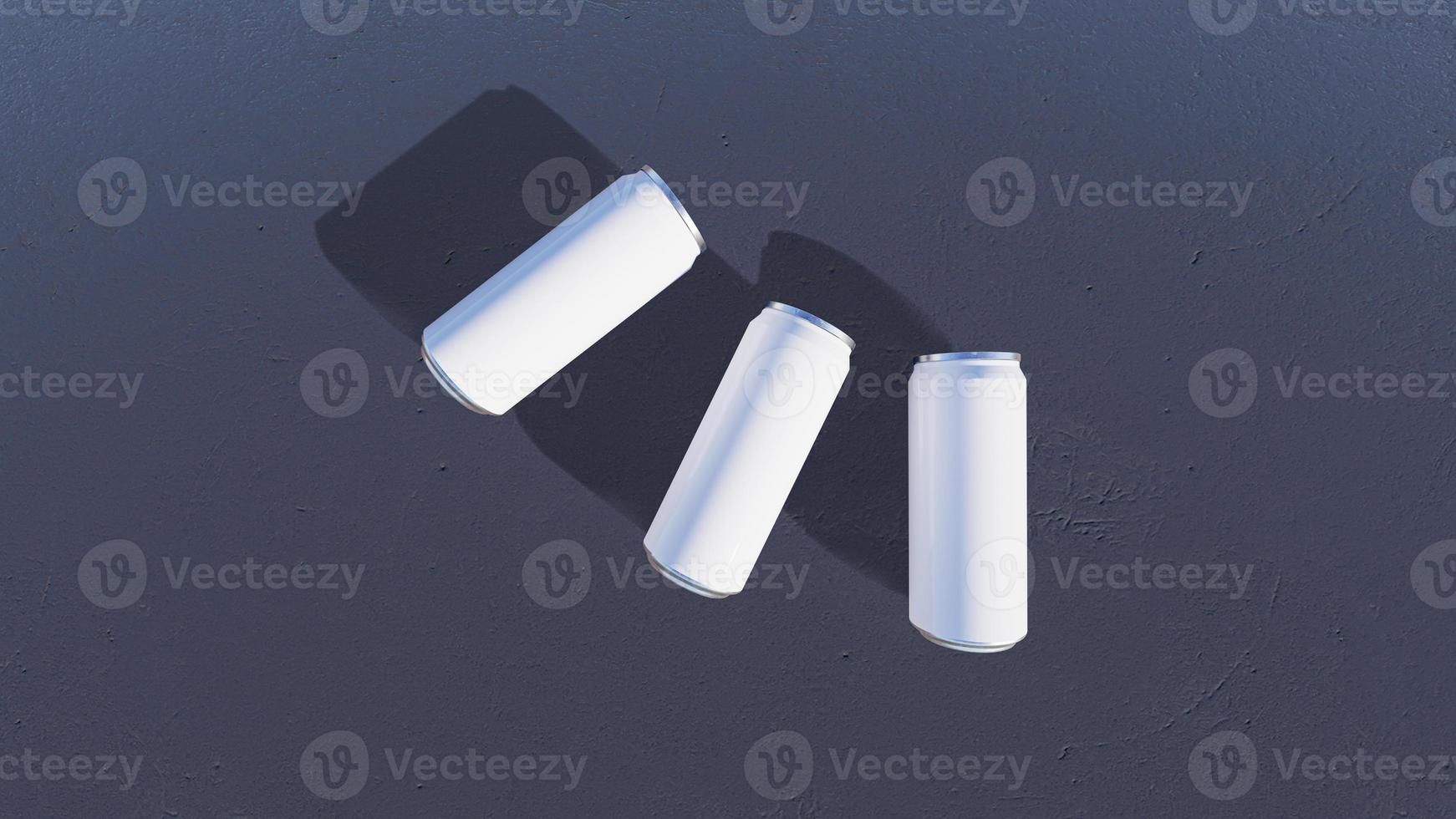 Mockup picture of 3d rendering of white and silver cans. photo