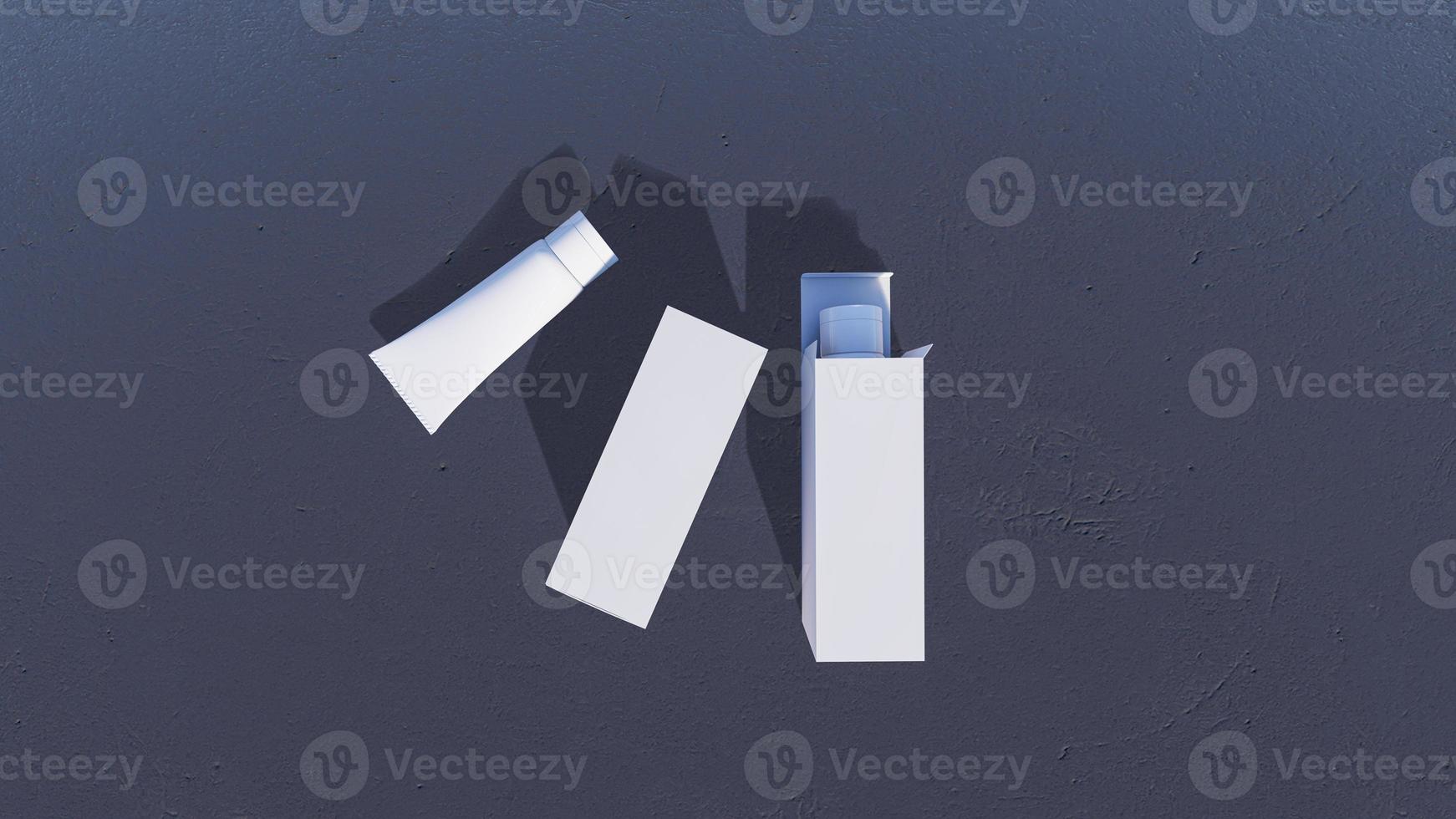 Mockup picture of 3d rendering of white foam tubes and boxes. photo