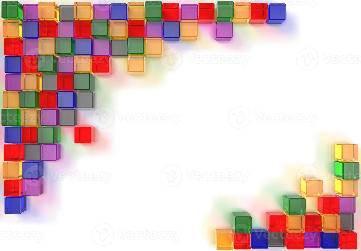 Imagen de renderizado 3D de vidrio cúbico de colores foto