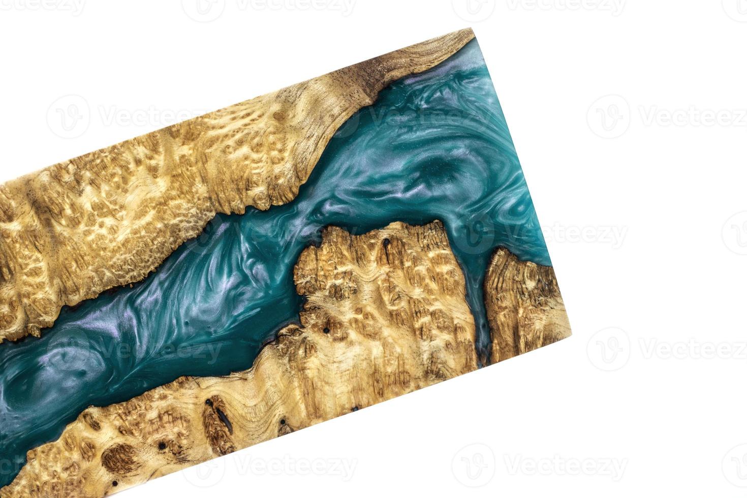 Casting epoxy resin panel with walnut burl wood photo
