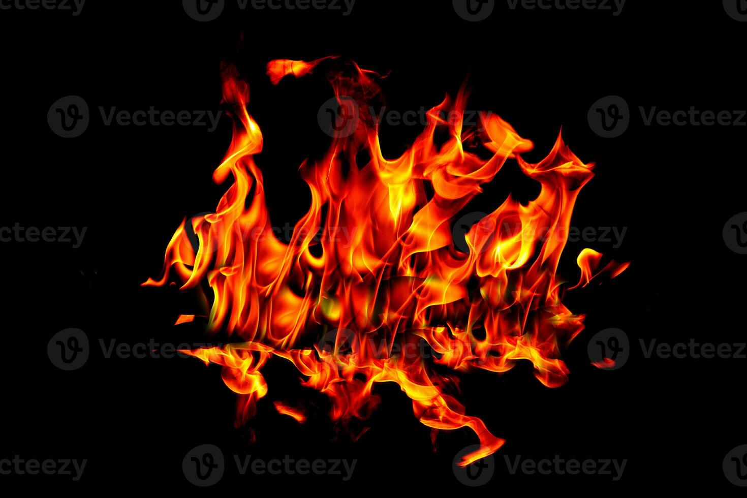 Cement tank at fire flames on blurred background photo