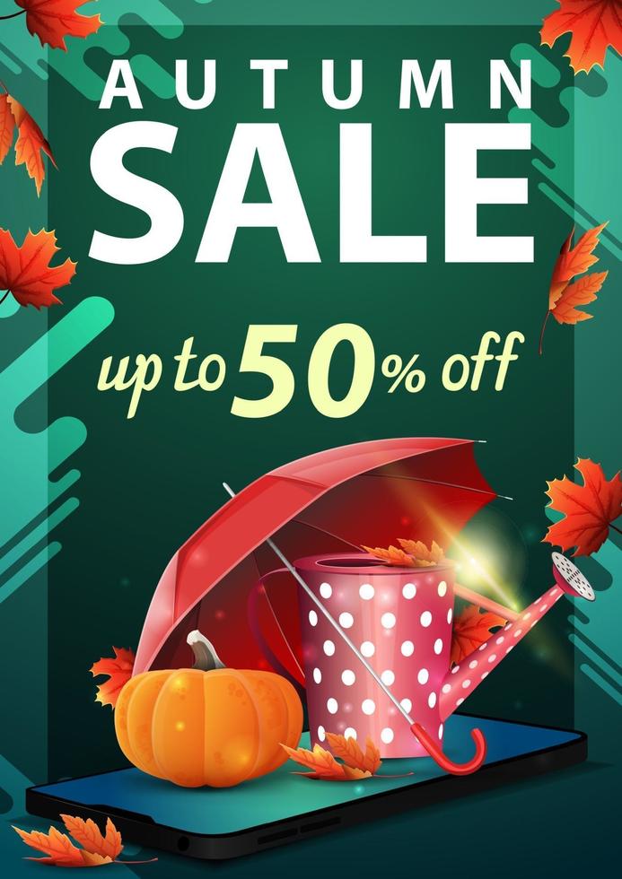 Autumn sale, banner with autumn elements vector