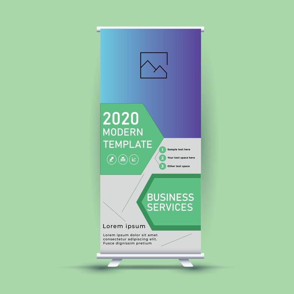 diseño de banner rollup simple verde vector