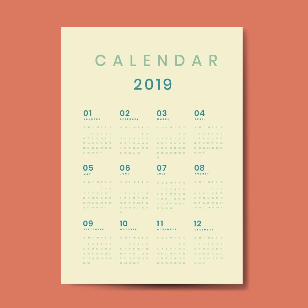 Simple Business Style Calendar Design vector