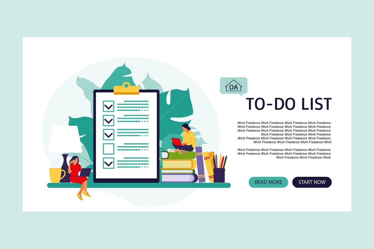 Checklist, to-do list. Landing page. vector