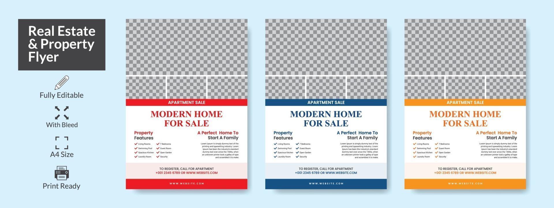 Real Estate Apartment Sale Flyer Design vector