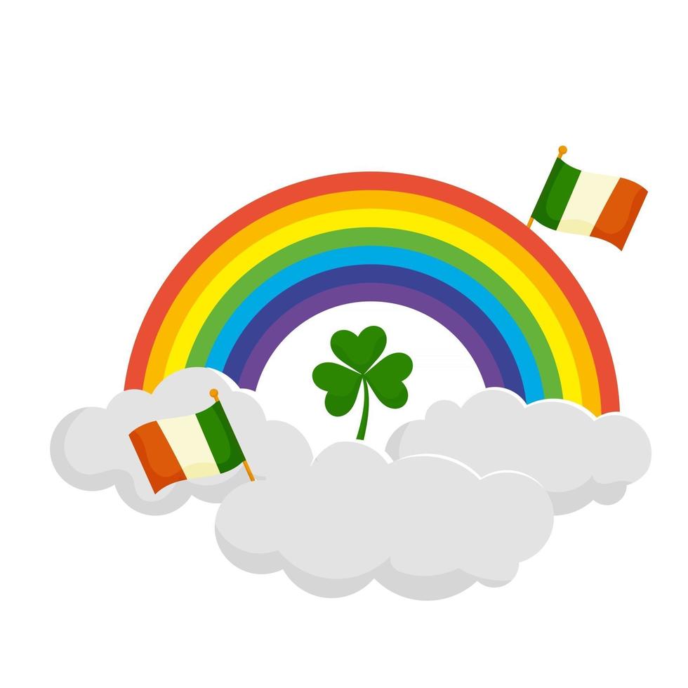 Rainbow flag of Ireland shamrock. Vector illustration. St.Patricks Day