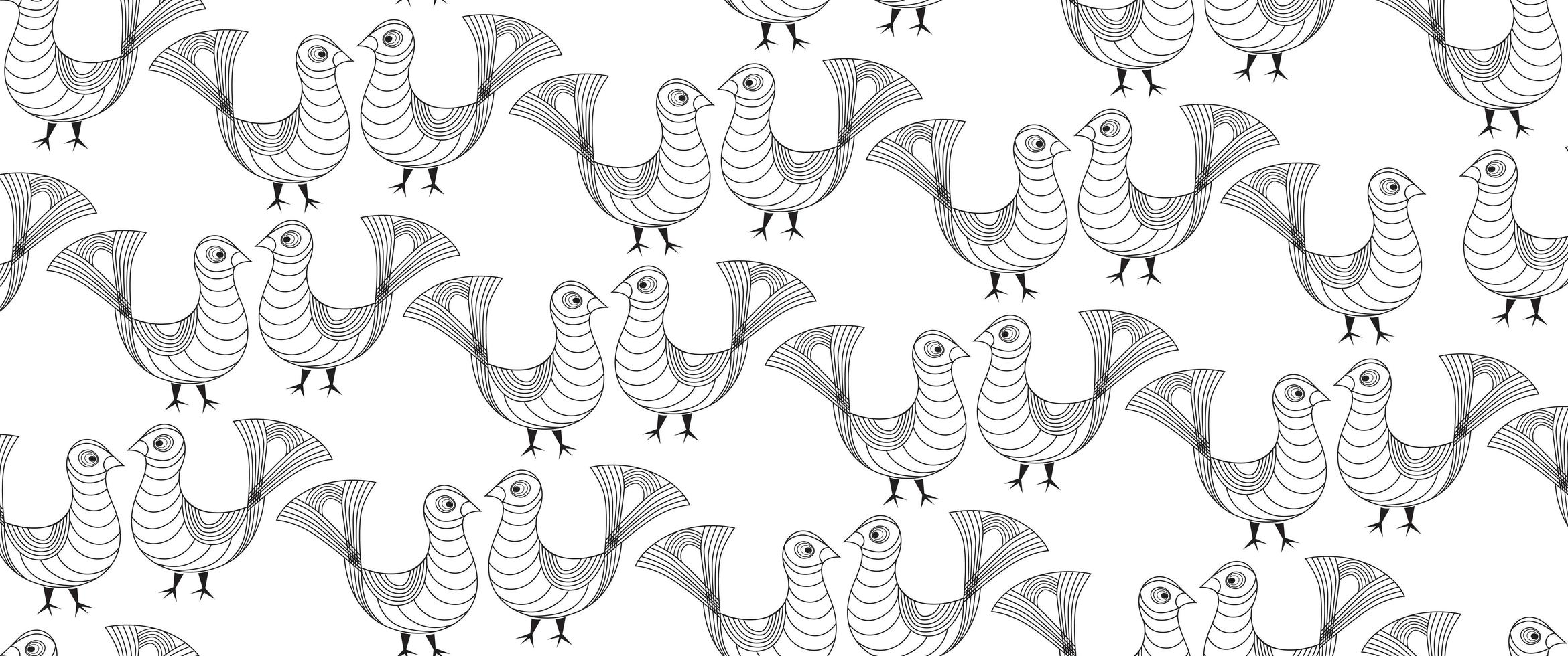 Bird pattern, Livestock seamless ornamental background. vector