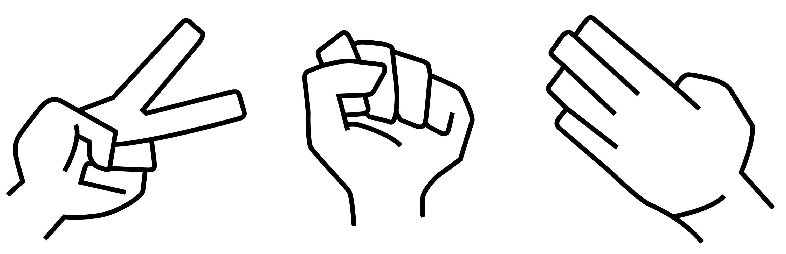 rock paper scissors hand gesture vector