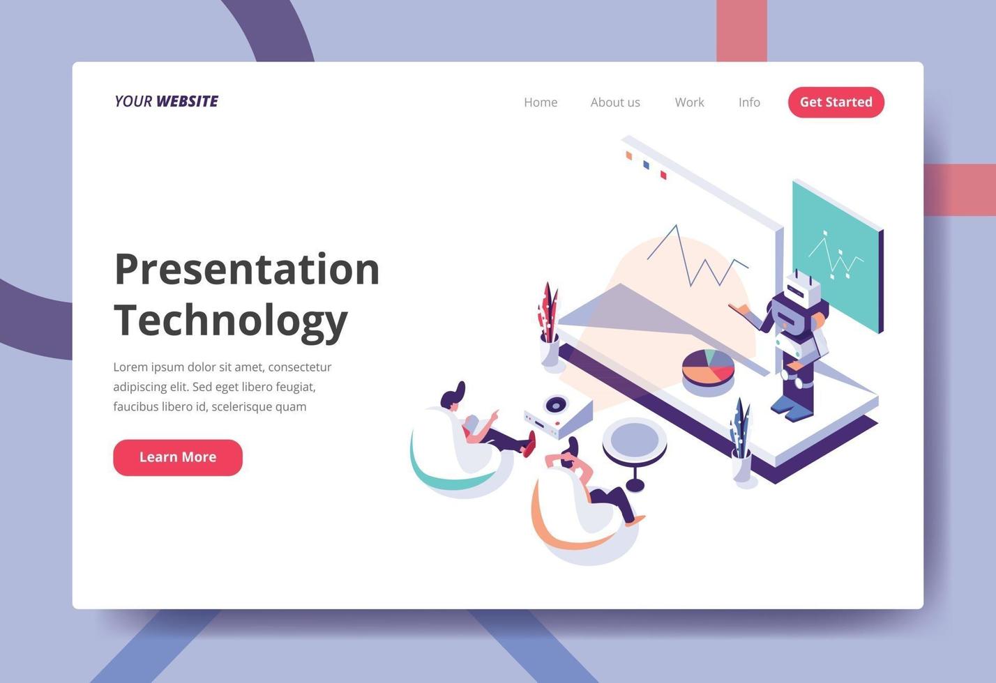 Presentation Technology flat design concept for landing page 3029892