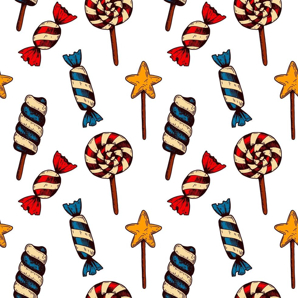 Hand drawn candy seamless pattern vector