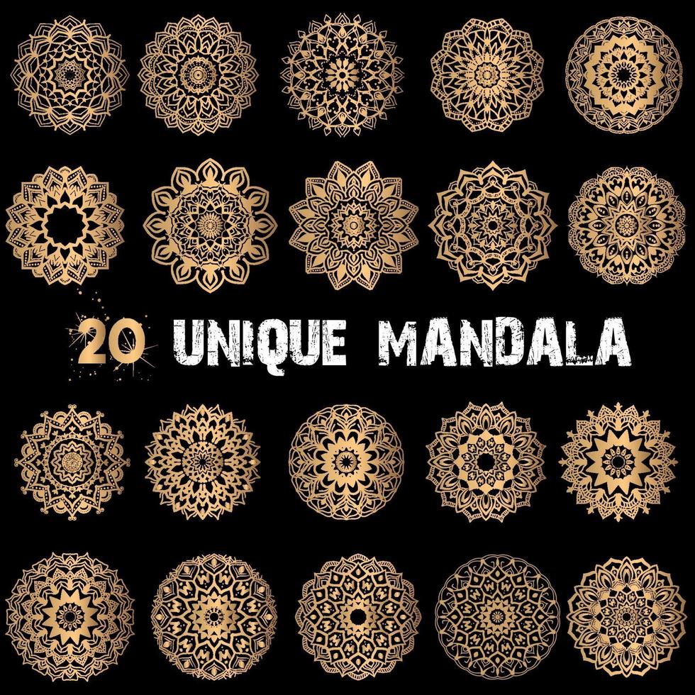 20 conjunto de mandala de lujo vector