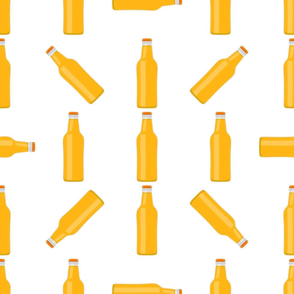 Ilustración sobre el tema botellas de vidrio de cerveza sin costura con tapa para cervecería vector