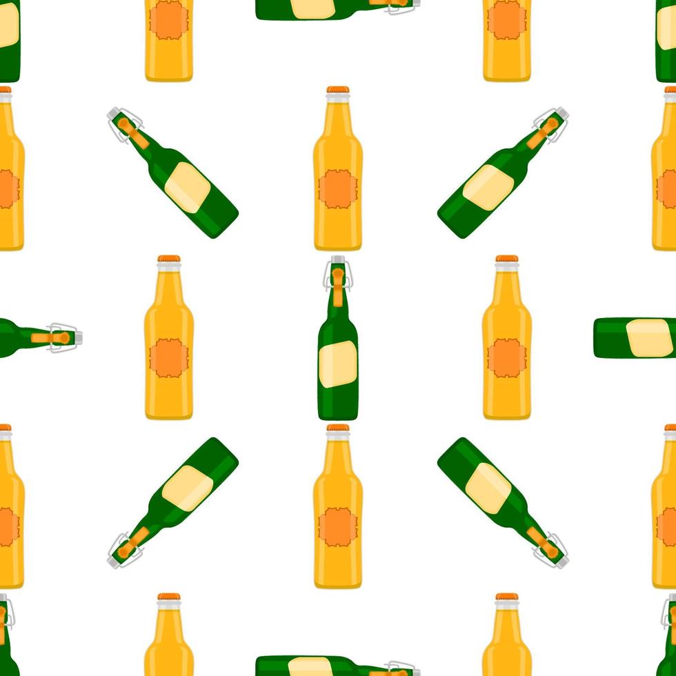 Illustration on theme seamless beer glass bottles with lid for brewery vector
