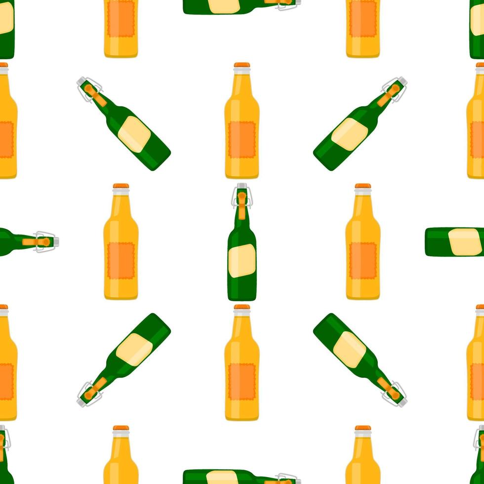 Illustration on theme seamless beer glass bottles with lid for brewery vector