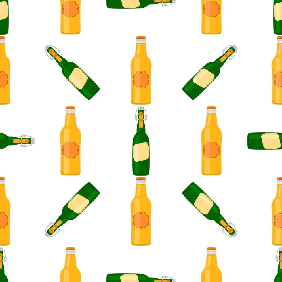 Illustration on theme seamless beer glass bottles with lid for brewery vector