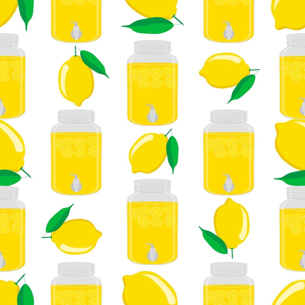 Ilustración sobre el tema de la limonada de color grande en jarra de limón vector