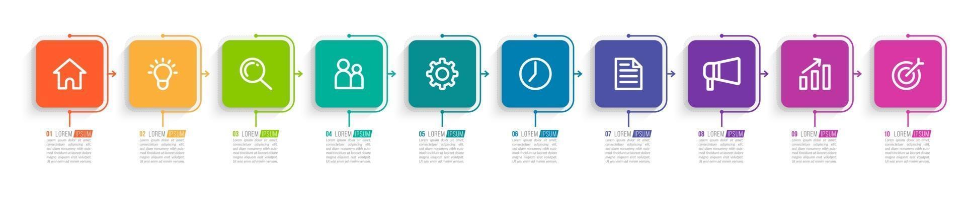 Infografía de 10 pasos para presentación empresarial. vector