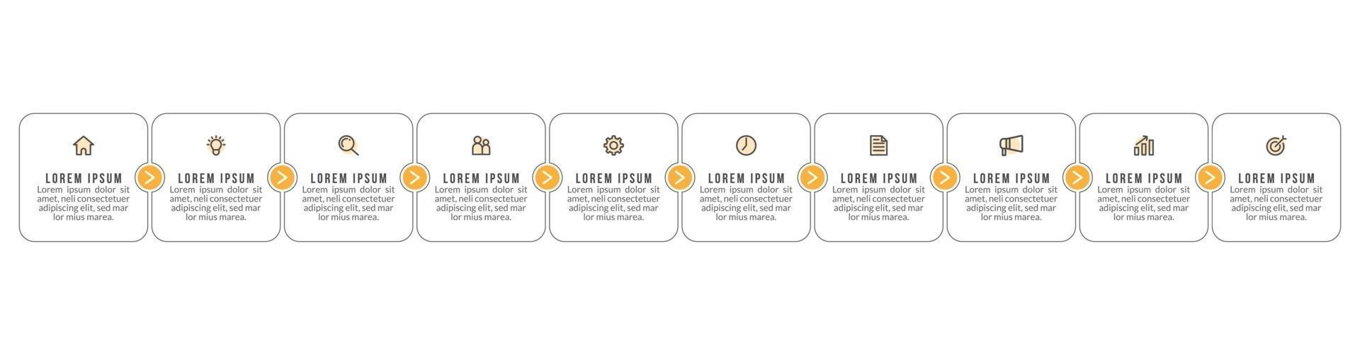 Infografía de 10 pasos para presentación empresarial. vector