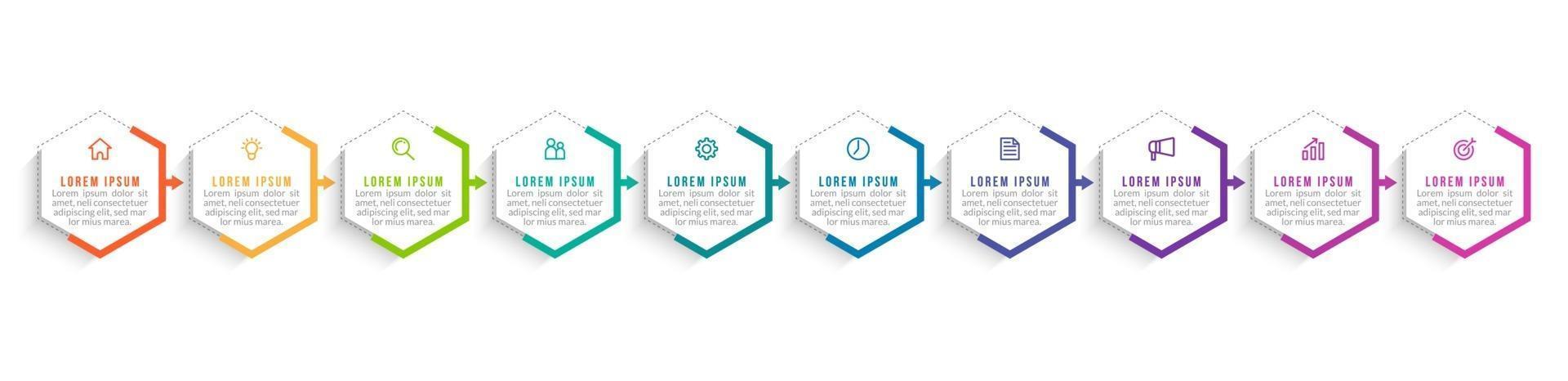 10 Steps Infographic for Business Presentation vector