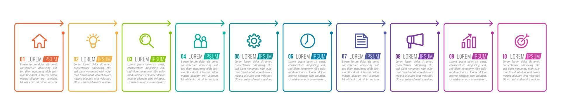 Infografía de 10 pasos para presentación empresarial. vector