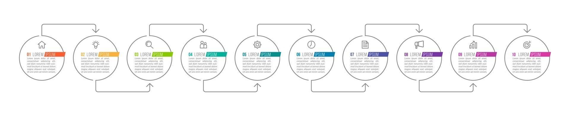 Infografía de 10 pasos para presentación empresarial. vector