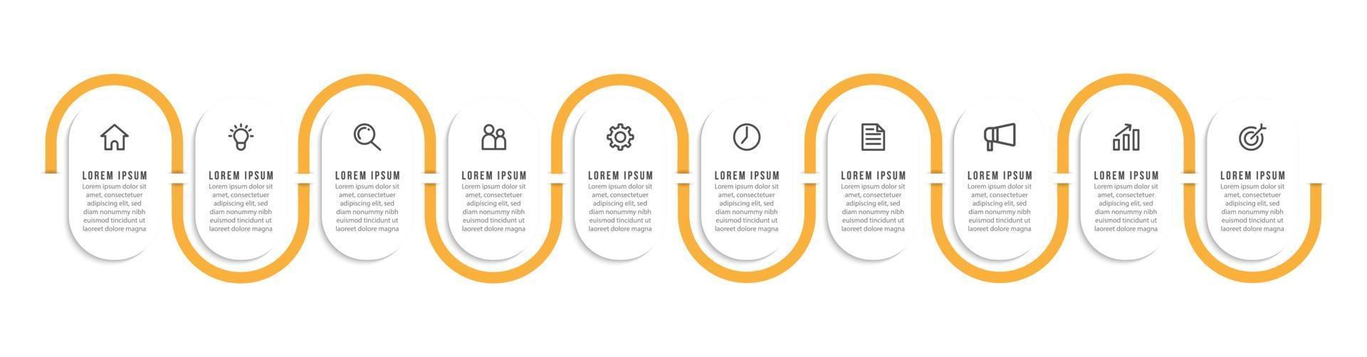 10 Steps Infographic for Business Presentation vector