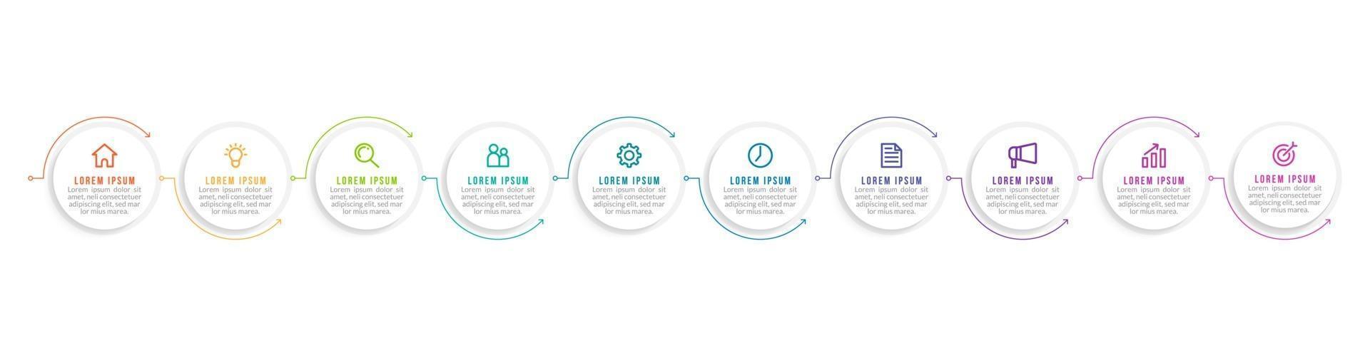 10 Steps Infographic for Business Presentation vector