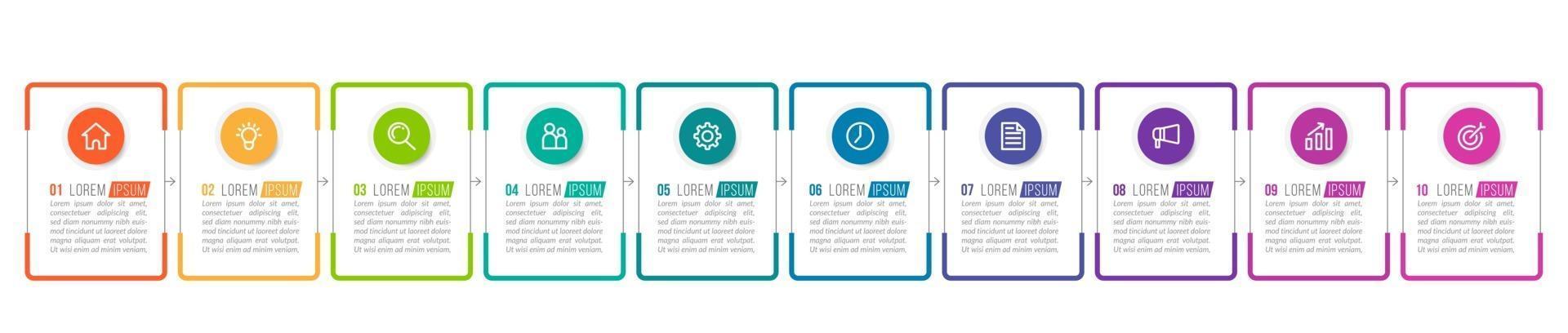 10 Steps Infographic for Business Presentation vector