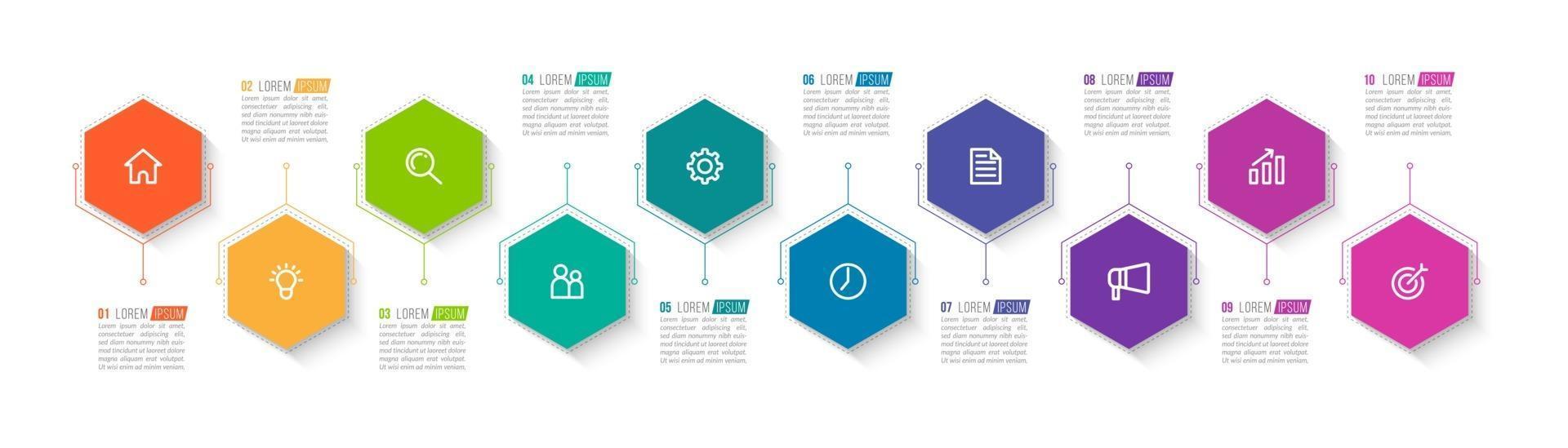 10 Steps Infographic for Business Presentation vector