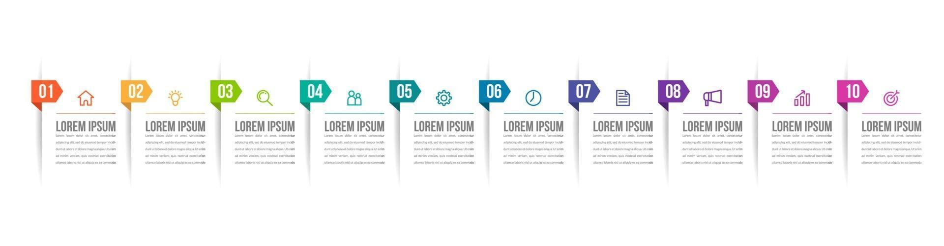 10 Steps Infographic for Business Presentation vector