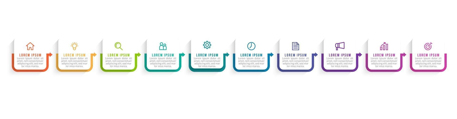 10 Steps Infographic for Business Presentation vector