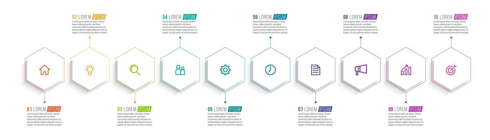 Infografía de 10 pasos para presentación empresarial. vector