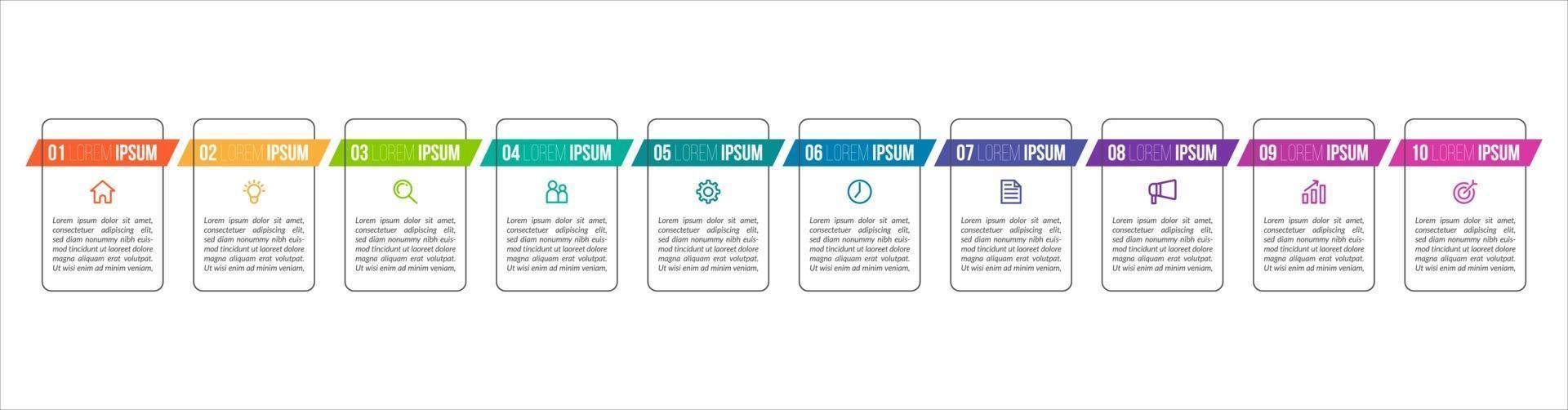 10 Steps Infographic for Business Presentation vector